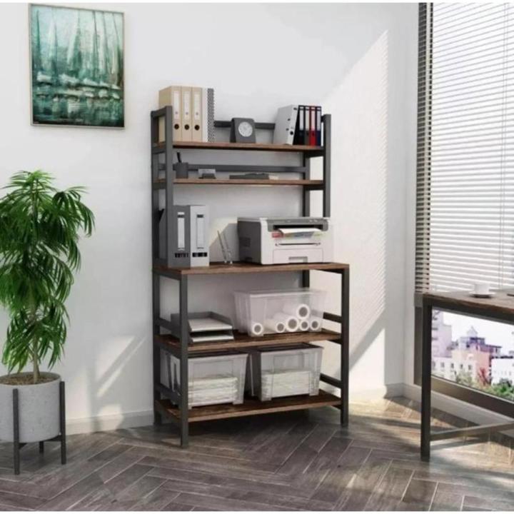 5-shelf Kitchen Bakers Rack with Hutch Industrial Microwave Oven Stand Free Standing Kitchen Utility Cart