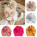 Big Flower Baby Turban Soft Solid Color Kids Newborn Bonnet Cap Beanie Headwraps. 