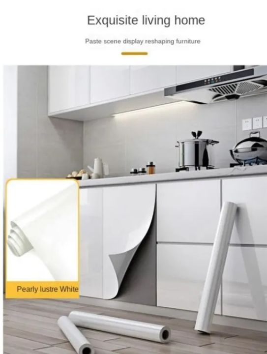 Kitchen%20Decor%20Waterproof%20Oilproof%20Wallpaper%20Peel%20And%20Stick%20Roll%20Wall%20Stickers%20Self-Adhesive%20Home%20Decor%20For%20Kitchen%20cabinets%20Wall%20White%20-%20Image%202
