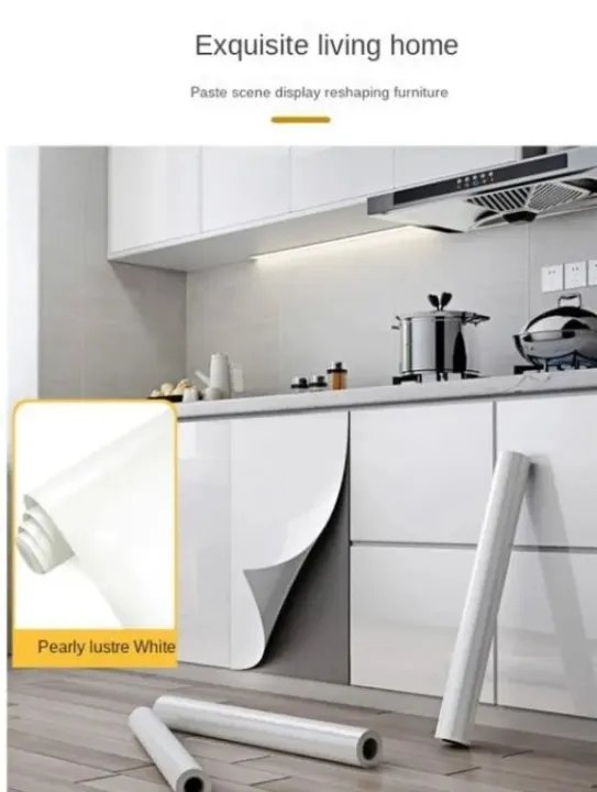 Kitchen%20Decor%20Waterproof%20Oilproof%20Wallpaper%20Peel%20And%20Stick%20Roll%20Wall%20Stickers%20Self-Adhesive%20Home%20Decor%20For%20Kitchen%20cabinets%20Wall%20White%20-%20Image%202