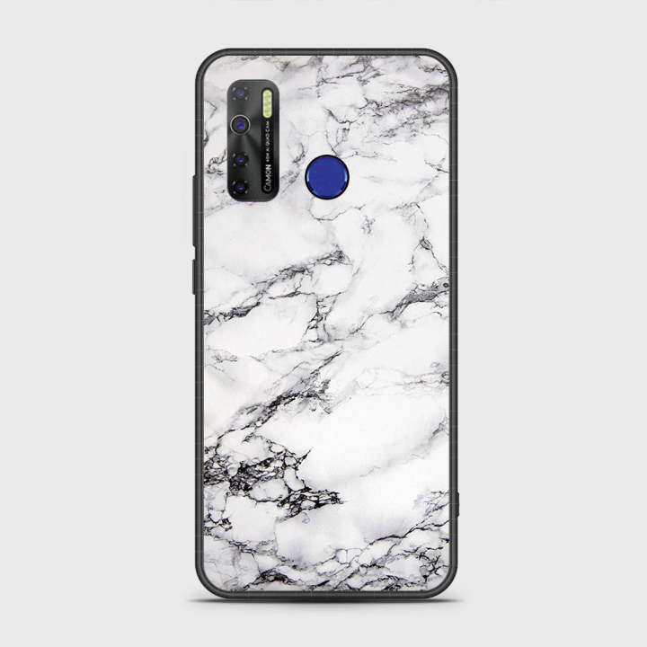 Tecno_ Spark 5 Pro Cover- White Marble Series - HQ Ultra Shine Premium Infinity Glass Soft Silicon Borders Case