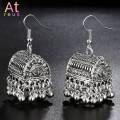 Gypsy Afghan Jewelry Retro Ethnic Indian Jhumka Box Cage Bells Beads DropTassel Earrings for Women Bohemian With Free Packaging Box. 