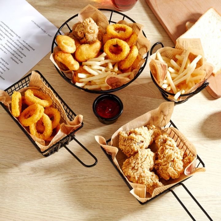 New Imported Quality French Fries Basket Snack Basket Fried Chicken Holder Fried Food Containe Strainer Basket Restaurant Tableware Party Supplies Cone Basket Fry Holder