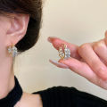 Light luxury niche Douyin super flash zircon wheat ear stud earrings earrings instide high-end design earrings earrings. 