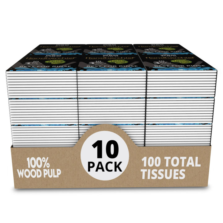 (Pack of 10) WBM Pocket Tissue Paper - (3 Ply) | Super Soft Handkercheif Tissue