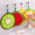 Hand Towel Children's Handkerchief Kitchen Strong Water Absorption Cartoon 1PC Hand Towel Home Cute Fruit Shaped Hanging Type. 