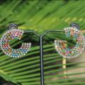 Rainbow Pearlescent Round Hoop Earrings- Earrings for Girls Stylish. 