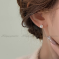 White pearl beaded long earrings - decent look- casual wear - for daily use - light weight- korean fashion- silver / golden. 