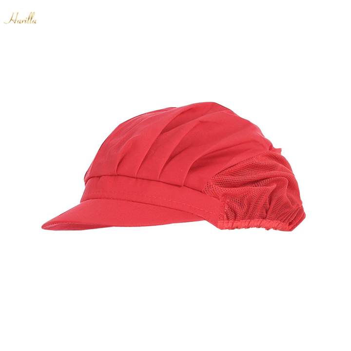 Chef%20Hat%20Mesh%20Food%20Service%20Baker%20Cap%20Waiter%20Cap%20for%20Commercial%20Multipurpose%20Red%20Half%20Mesh%20-%20Image%202