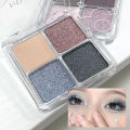 4-Color Glitter Blue Eyeshadow Palette Matte Pearl Shimmer Acrylic Smoky Purple Eye Shadow Palette Long Lasting Makeup Cosmetic. 