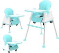 Portable Baby Chair 3 in 1 Convertible Baby High Chair, Feeding Chair High Chair with Dual Removable Tray & Seat Cusion, Recline Adjustable Backrest Multifunctional Portable Kids High Chair on Wheel, Baby Feeding Chair Toddler Chair Safe & Easy-to-Clean,|. 