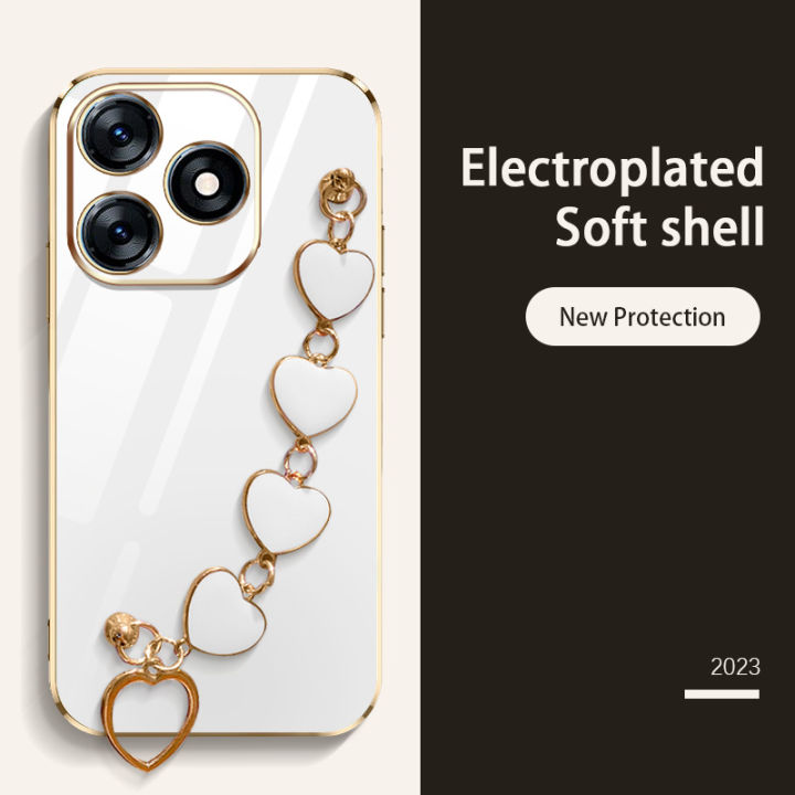 VRQR Love Bracelet case for infinix Itel S23 + Plus Back Cover Luxury Electroplating Case infinix Smart 8 X6525 itel A70 A665L