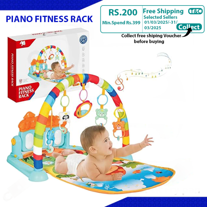 Baby Play Mat with Hanging Toys - Play mat-Play mat for kids-Indoor games baby - Baby Play gym Mat with Hanging Toys