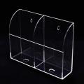Pack of 10 Pcs - 1 / 2 / 3 Slot Clear/Black Acrylic Wall Mounted Desk TV Air Conditioner Remote Control / Mobile Storage Holder Organizer Stand. 