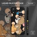 Jizetin for Infinix Hot 10S / Hot 10S NFC Back Cover Tom and Jerry Design Soft Multicolor Square Liquid Phone Case Full Camera Shockproof Protection Silicone Phone Cases. 
