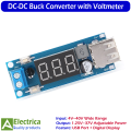 DC-DC Step Down Buck Converter Module with Adjustable Voltage, LED Voltmeter Display, USB Charger Port for Arduino, Robotics, DIY Electronics & Power Supply Projects by Electrica. 
