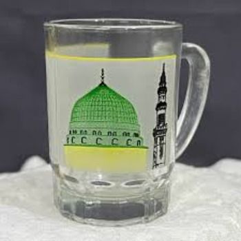 glass with Makkah Madina print