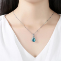 Hunts Best - Aquamarine Gemstome Pendant Necklace for Women and Girls in Blue Crystal, 925 Sterling Silver Fashion Necklace for Females, Best Gift for Anniversary, Birthday, Girls, Mom, Wife, Lover, Wedding, Eid, Daughter and Her.. 