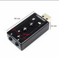 USB 2.0 to 7.1-Channel Virtual USB 3D Stereo Audio Adapter External Sound Card with 3.5 mm Audio and Microphone Ports, Internal Amplifier and Volume Controls. 