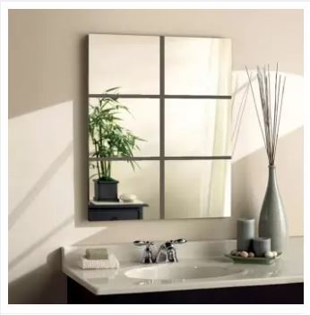 9pcs DIY Square Mirror Tile Wall Sticker Self Adhesive Room Decor for Modern Art