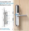 Ruveno Slim Smart Fingerprint Door Lock with Handles, Keyless Entry Door Lock, Bluetooth Fingerprint Keypad Card Keyless Unlock for Aluminum Swing Wooden Door(Grey). 