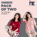 Pack of 2 Nightwear Sets for Girls & Women – Avocado & Floral Printed Pajama Sets – Summer Cotton Jersey Lounge Wear – Soft & Breathable Sleepwear – Mom & Daughter Matching Sets – Sizes 7 to 14 Yrs & S to XL – Relax Fit Two-Piece Combo. 