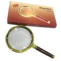 100mm 10x Handheld Jewelry Magnifier Magnifying Glass Red Brown Handle 100 mm / 10X Jewelry Loupe for School, Offices, Doctors. 