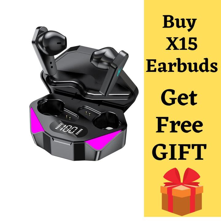 New X15 TWS Earbuds Wireless Bluetooth Headphones 65ms Low Latency Earbuds Esport Headphone Gamer Hearing Aids with Mic Handsfree Airpods_ Ear buds Handsfree Airdots_ Air buds Earphones Headphones Gift for boys and girls