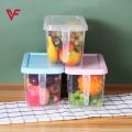 Plastic Storage Containers Square Handle 3 Pcs Food Storage Organizer Boxes with Lids for Refrigerator Fridge Cabinet Desk Large Fridge Organizer Food Storage Containers Stackable Refrigerator Organizer Bins with Lids. 