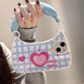 Cute Shoulder Bag Phone Case For apple iPhone 11 12 13 14 Pro Max 14pro Soft Cover Wrtst Strap Girly Heart Pink Shell Bracelet. 