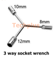 3 Way Y Shape Socket Wrench Hexagon Spanner Repair Hand Tool (8mm 10mm 12mm ). 