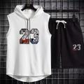 Men Hoodid Casual Multi23 Printed Sports  Sleeveless summer Track Suit. 