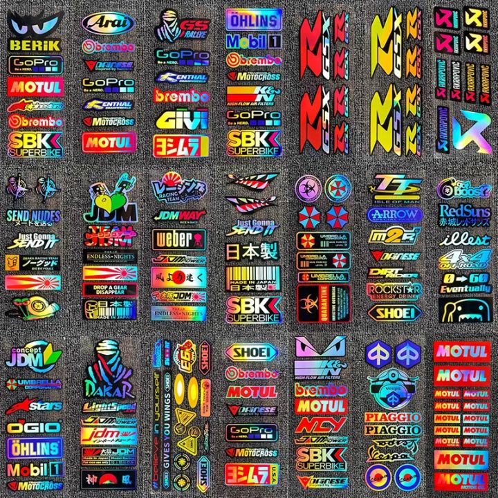 Japanese JDM AKRAPOVIC MOTUL Brembo GoPro Vinyl Holographic Sticker For Motorcycle Stickers And Decals Waterproof