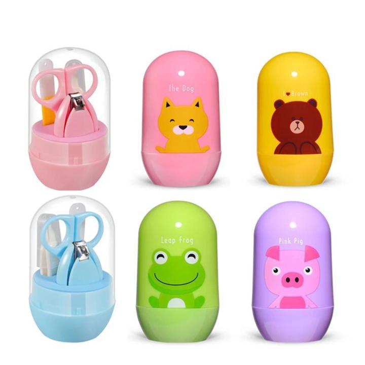 Minime 4Pcs/set Baby Nail Care Set Cute Cartoon Child Scissors Infant Nail Clipper Daily Newborn Nail Shell Shear Manicure Kit