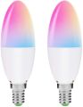 LOHAS LED E14 Smart Bulb, WiFi Candle Light Bulbs Colour Changing, Multi-Coloured RGB, RGBCW 2700K-6000K, Power 5W, Works with Alexa and Google Home, 2 Pack [Energy Class A+]. 
