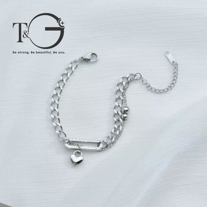 T G Best Quality Stainless Steel Heart Charm Bracelet For Women