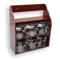 Wooden Spice Rack with 8 Crystal Plastic Jars for Kitchen Storage - masala boxes for kitchen  HS Emporium. 