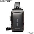 BAGSTREET New Waterproof Anti-Theft Unisex Sling Crossbody Bag with USB Charging Port and Combination Lock - Black. 