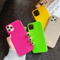 Silicone Solid Neon Fluscent Yellow Green Phone Case For iPhone 13 12 11 Pro Max X XS XR 8 7 Plus SE 2020 Case Soft Cover Red. 