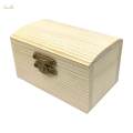 Unfinished Wood Box Keepsake Box Portable Plain Gift Box Treasure Chest Box Arch Lid. 