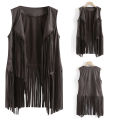 Women's Fringed Vest Jacket Fashion Fall Winter Suede Ethnic Sleeveless Fringed Vest Cardigan Vintage Faux Tassel Vest Coat House Foocus. 