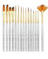 G15 15Pcs Paint Brush Different Shape Nylon Hair Brush Set For Painting. 