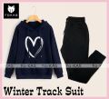 Big Heart Printed Tracksuit Thick Fleece Fabric Hoodie & Trouser for Winter Elegant Trendy Wear Track Suit for Men_Women. 
