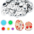 100Pcs Button Covers, Cover Button Kit with 5 Different Sized Buttons and Tools for Make Your Own Button Durable Easy to Use Silver. 