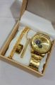 Pack of 4 Golden Watch, Chain Bracelet, Ring, Bar Locket Set for Men/Boys With box. 
