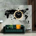 ZF World Map Decorative Wooden Wall Clock Modern Design Living Room Decoration Wall Watch Wall Ghar ka Decors. 