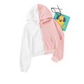 white&pink kantrac crop top pullover hoddie for women. 