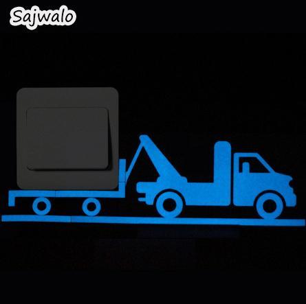 Luminous Blue Truck - Glow In The Dark Switch Sticker- Wall Decoration