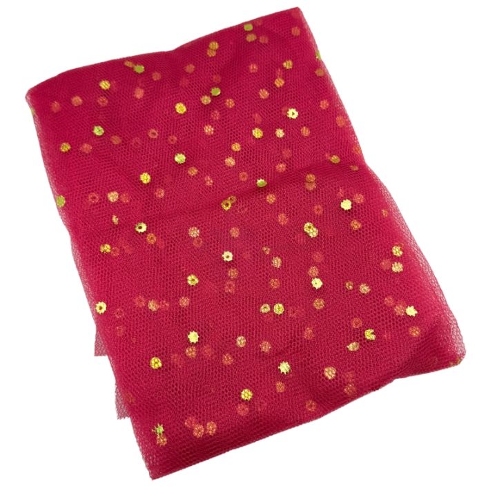 Net Jaali Fabric with Gold Glitter - 2 Yards Length