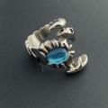 Newest Design Cool Punk Mens Boy Purplish Blue Stone Scorpion Ring 316L Stainless Steel Wholesale blue crystal scorpion ring. 